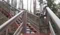 Замена деревянных ограждений на ограждения из ДПК на длинной лестнице